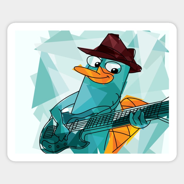 Perry the RockaPuss Sticker by polliadesign